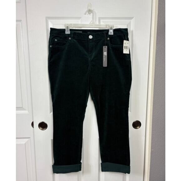 Kut From The Kloth Catherine Boyfriend Emerald Green Corduroy Jeans Sz 16 NWT - Picture 1 of 12